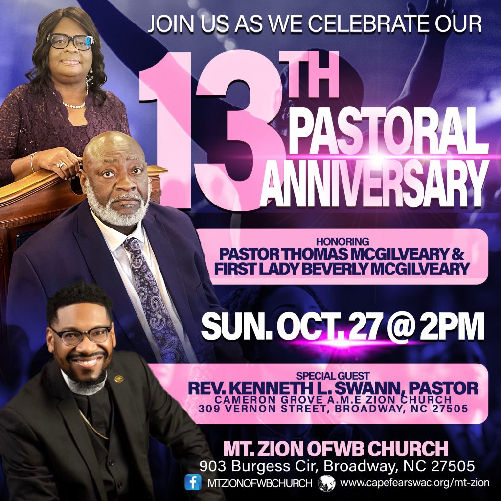 Mt. Zion OFWB Church Pastoral Anniversary